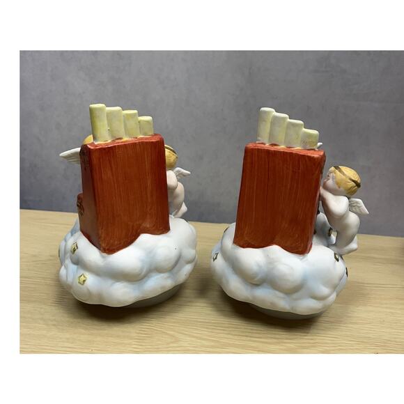 Vintage 2 Brinn's 80's/90's Angels Musical Porcelain Hand Painted Decorations - Picture 3 of 8